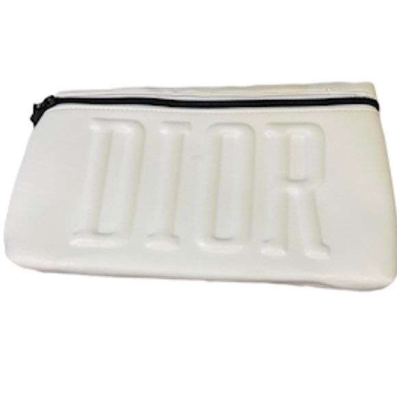 Dior Handbags - Christian Dior Trousse Pouch white black star  zipper pull Nwot